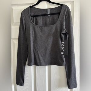 Zobha Women's Gray Long Sleeve Sunny Top